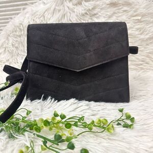 Henri Bendel Black Suede Clutch Crossbody bag‎ Convertible Small Vintage